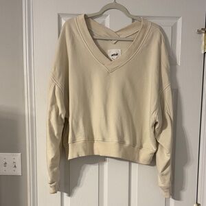 Aerie Cream V-Neck Sweatshirt